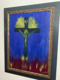 Quadro pintado à mão - Crucifixo