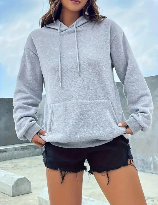 Серый женский худи