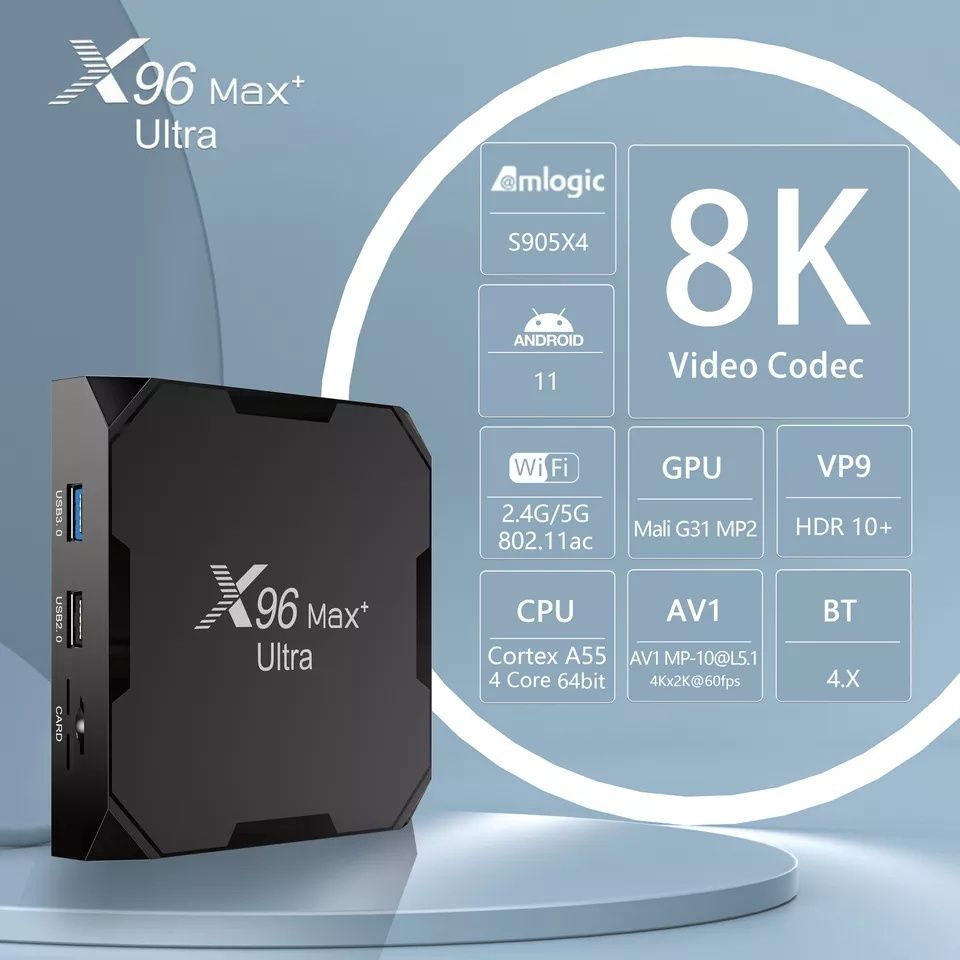 ТВ приставка X96 Max+ plus Ultra 4 ядра 4-32/64Гб Android 11 СМАРТ ТВ