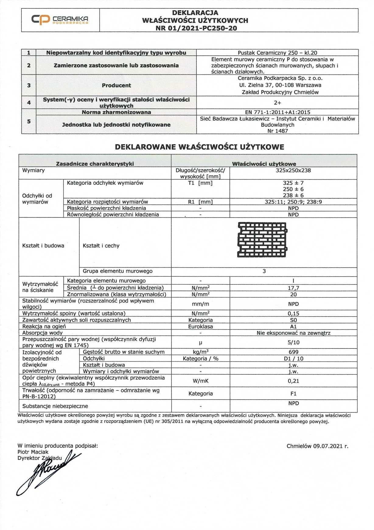 Cegła ceramiczna Pustak 25P+W szlifow. gold Ceramika Podkarpacka+HDS