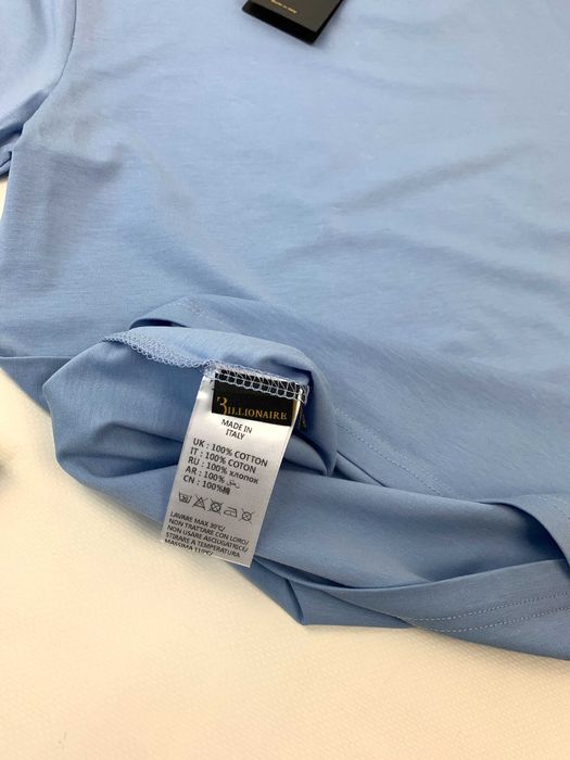 Мужская голубая футболка Billionaire футболка с вышивкой Билионер f464