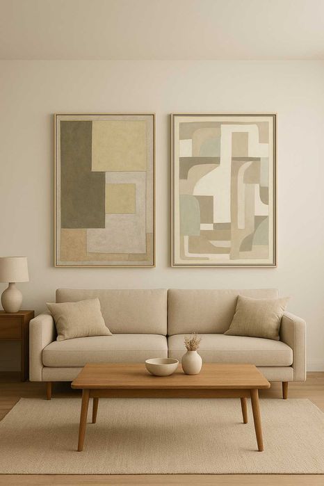 Quadros Verdes Abstrato com Moldura - 103x143 By Arcoazul