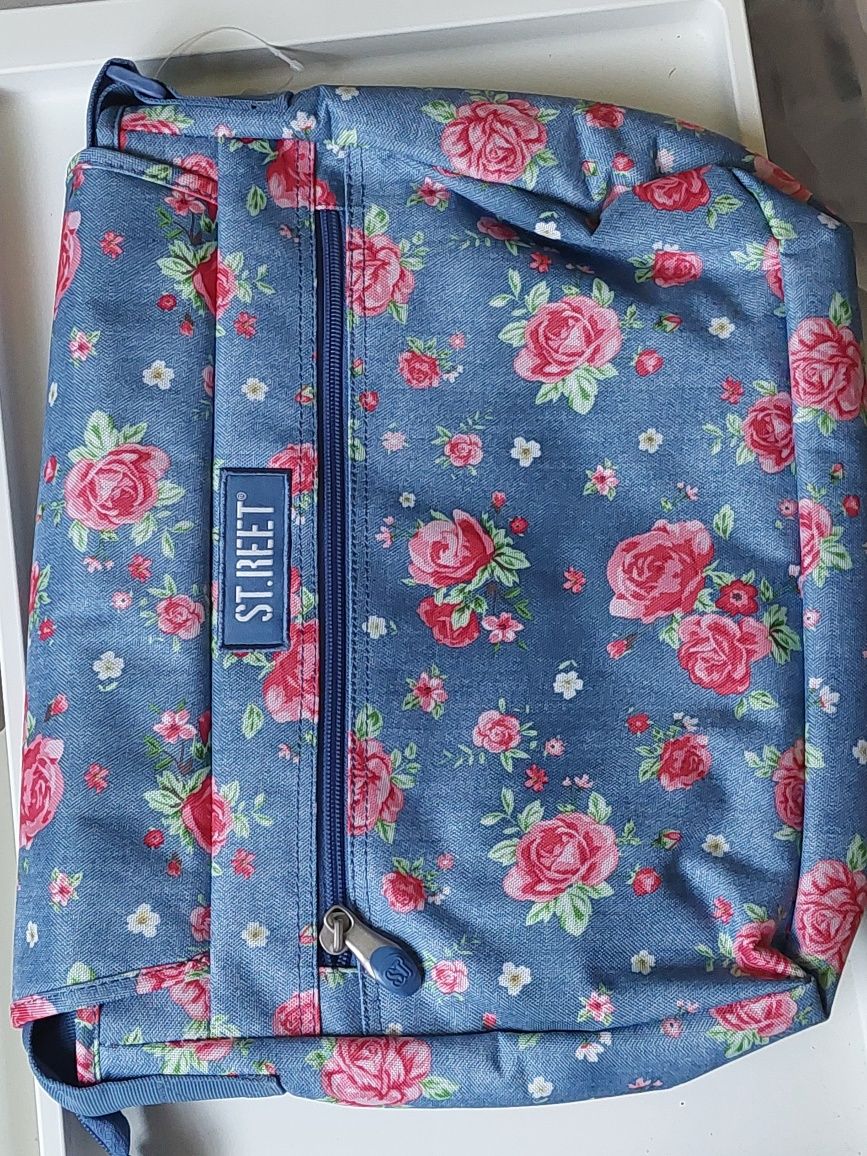 Torba jeansowa w kwiatki na ramię ST.Majewski