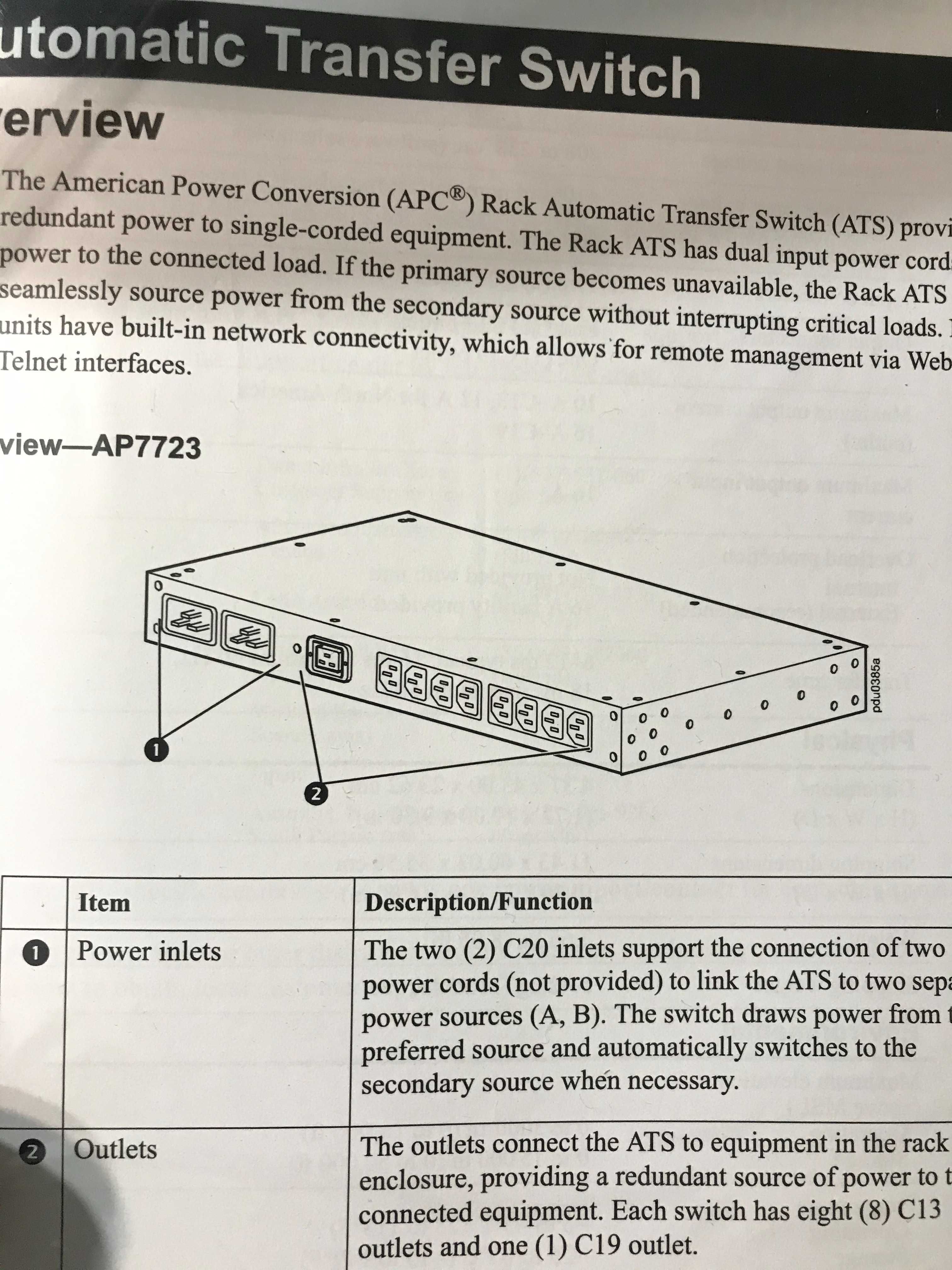 Перемикач автоматичний APC  RACK ATS 16A/230V AP7723