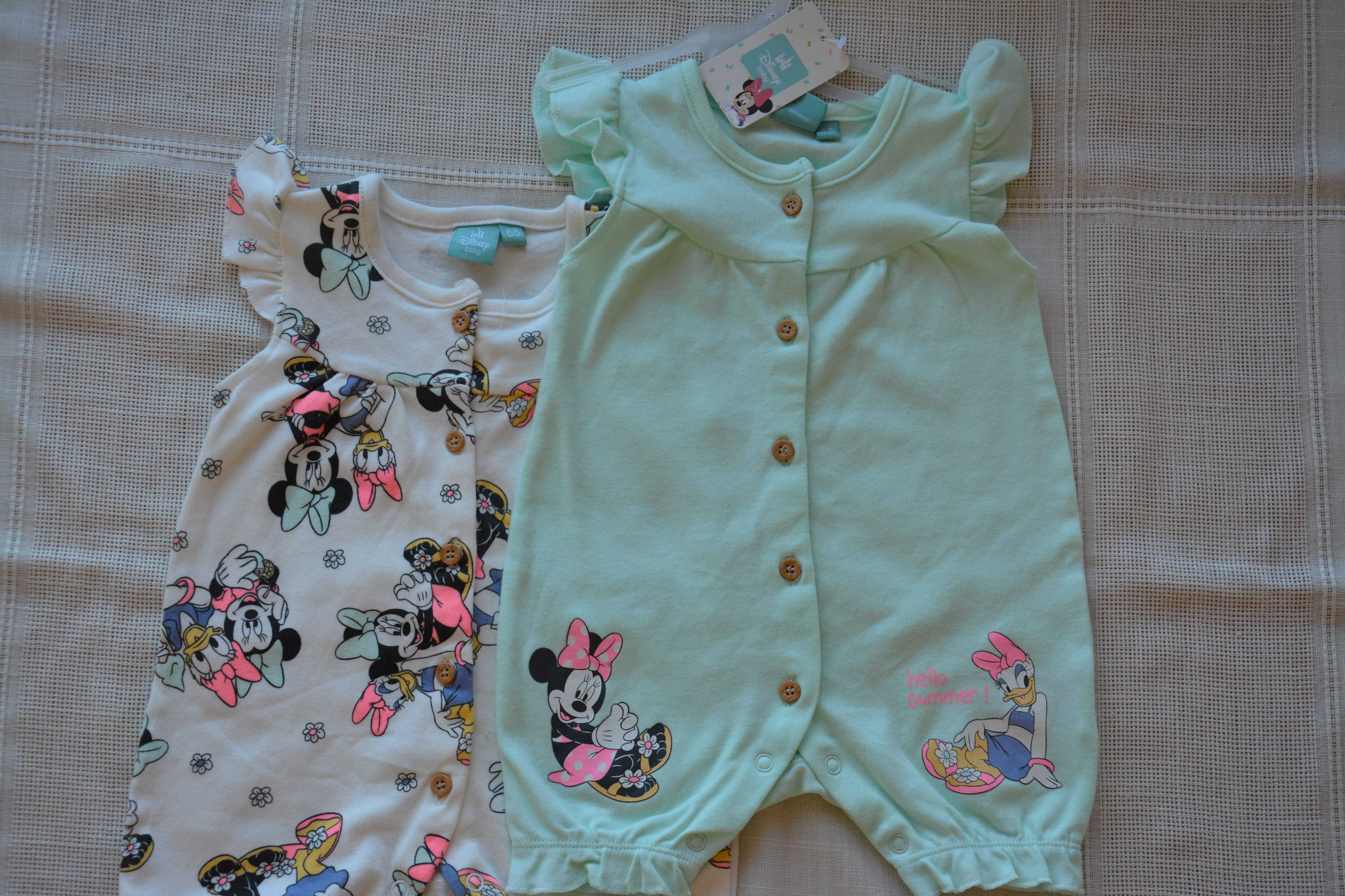 Nowy zestaw dwóch rampersów/body Disney r. 68