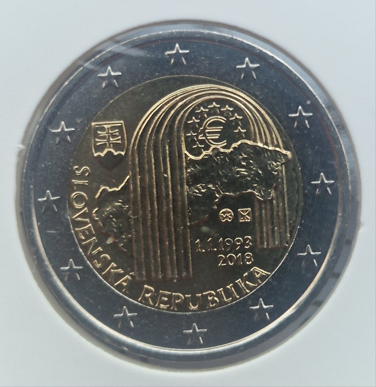 2 eur Eslováquia 2018 república unc