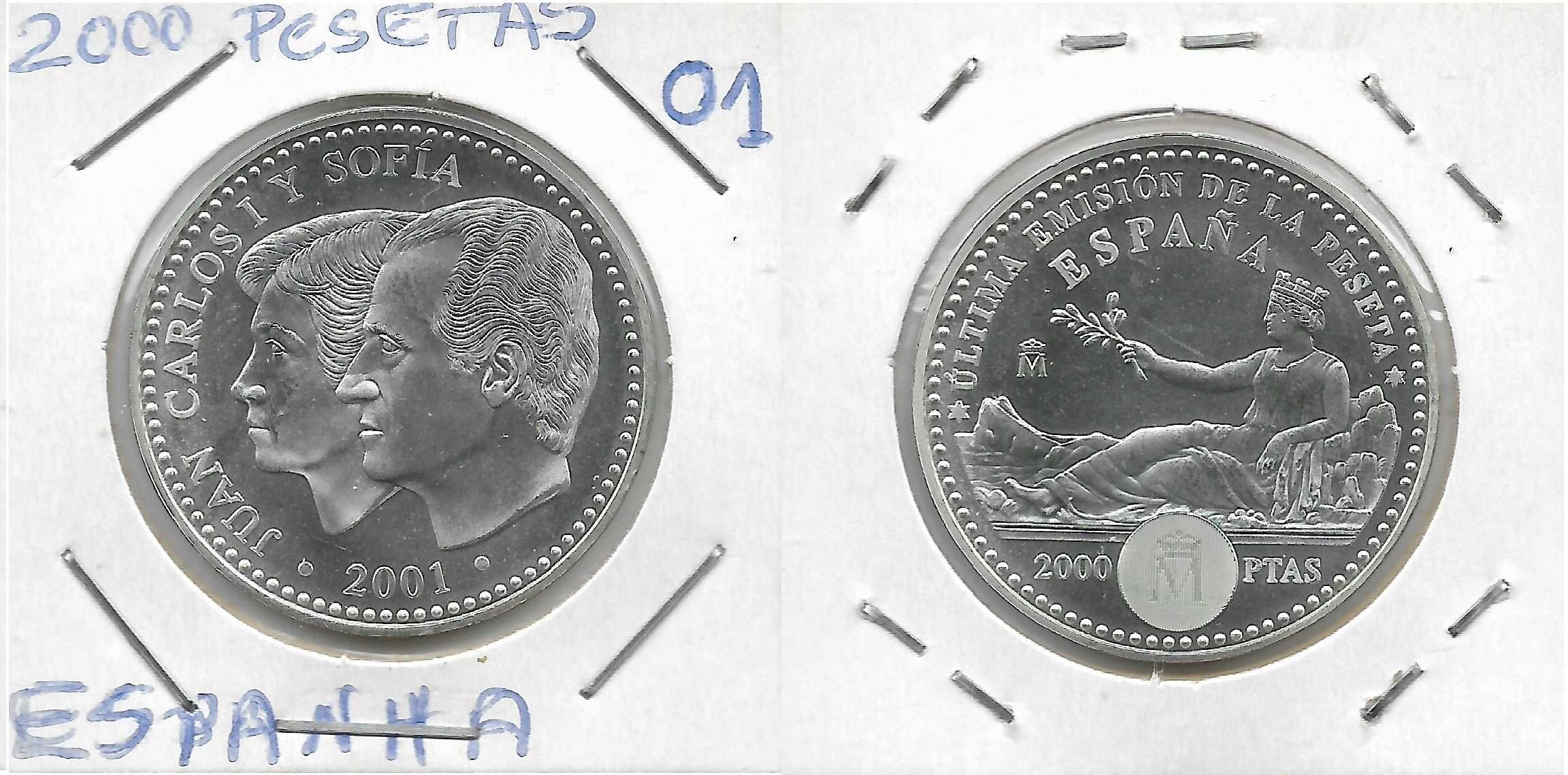 Espanha. 2.000 Pesetas em Prata. 8 Moedas. Anos seguidos.