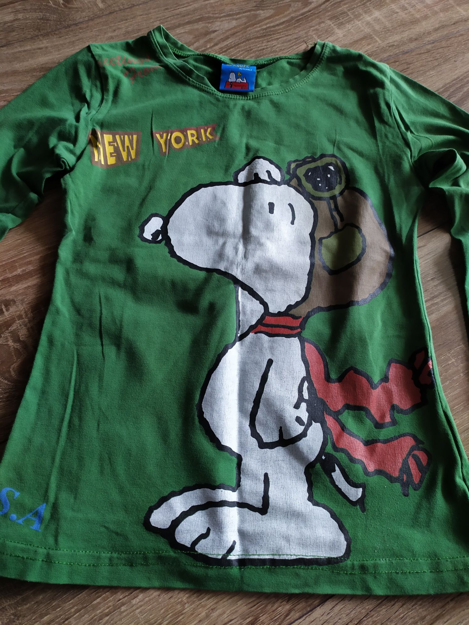 Bluza z długim rękawem Snoopy rozmiar 122 zielona