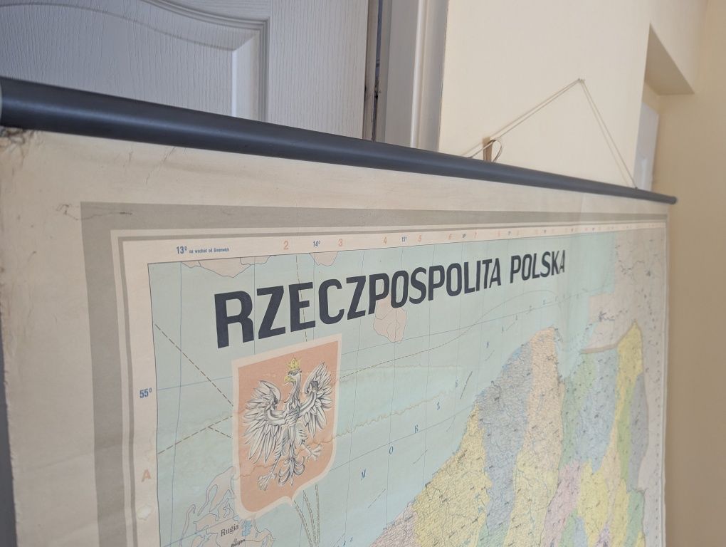 Mapa polski duża na wieszak 1991