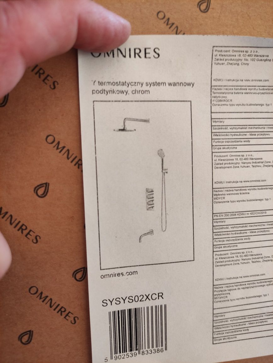 System podtynkowy termostatyczny Omnires SYSYS02XCR