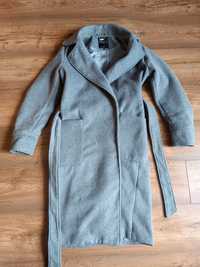 Szlafrokowy płaszcz zimowy wełna Mohito szary 32 34