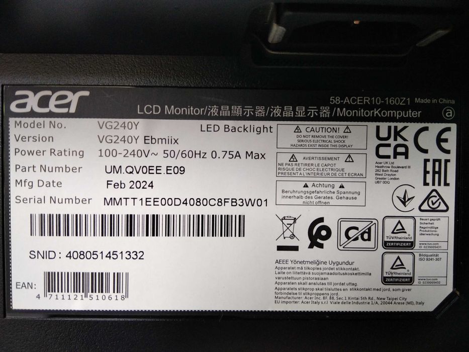 Monitor gamingowy ACER Nitro VG240Y od pierwszej ręki