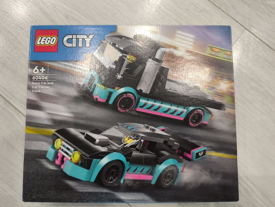 Nowe LEGO City 60406 Samochód wyścigowy i laweta