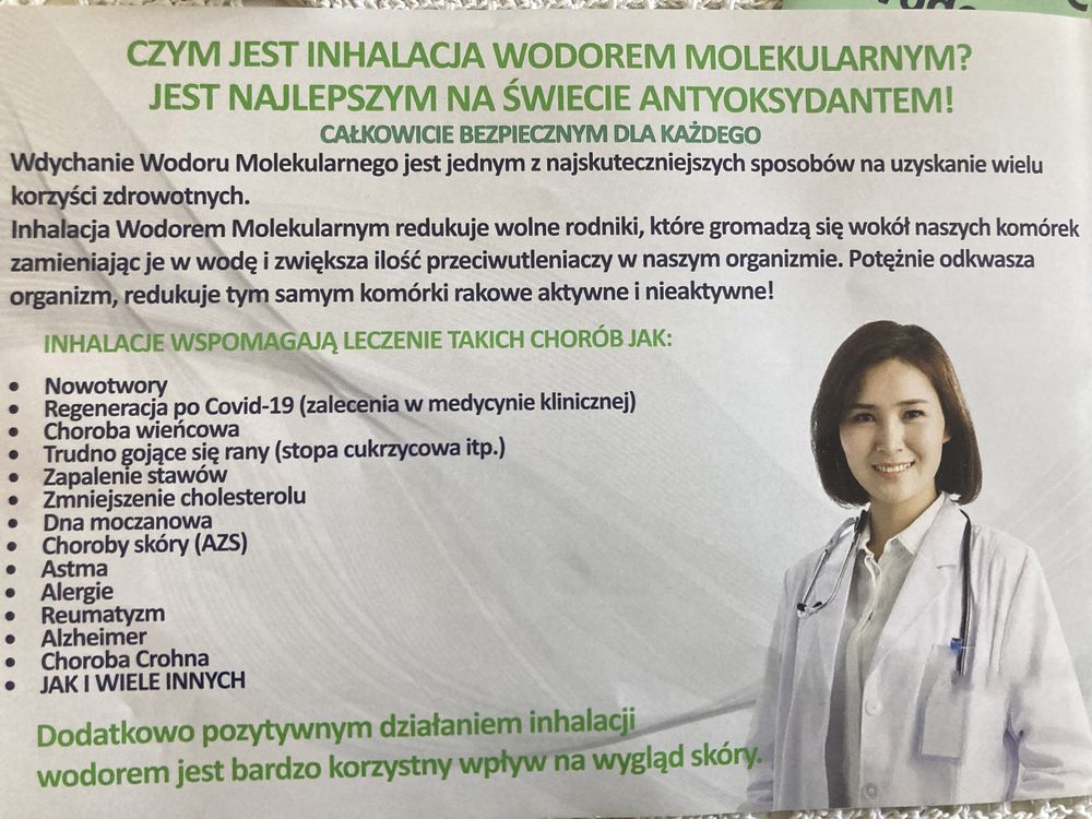 Inhalacja wodorem molekularnym