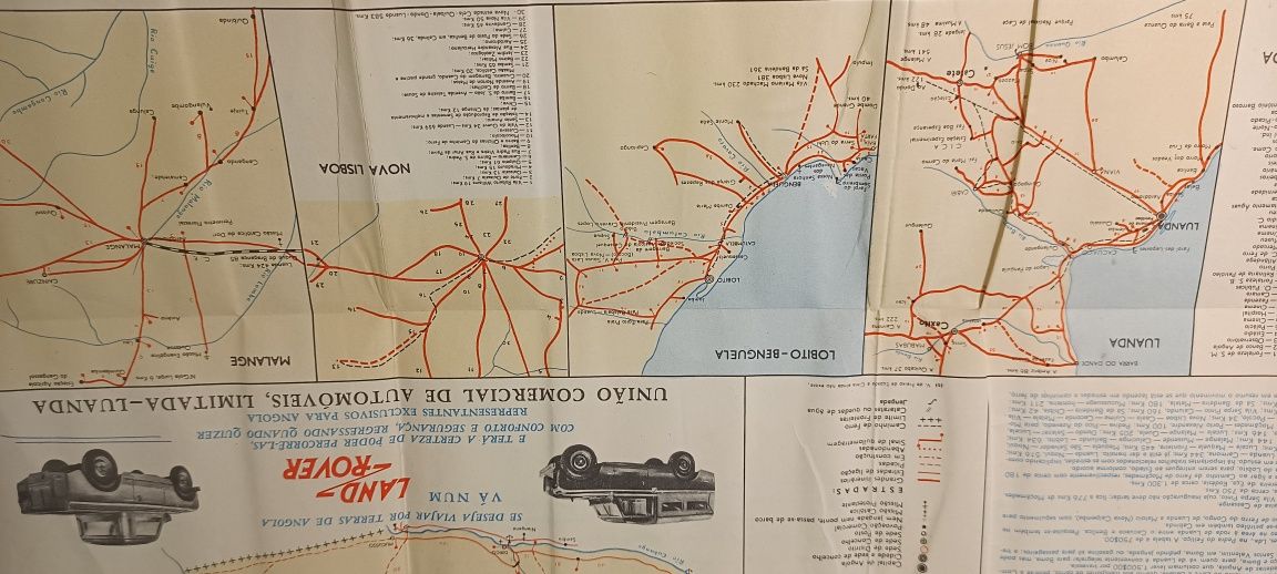 Mapa estradas Angola 1959