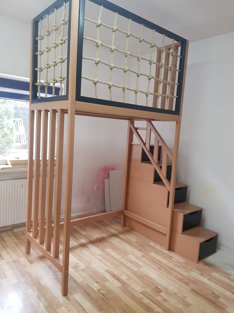 Łóżko na antresoli z siatka jutowa 80x160