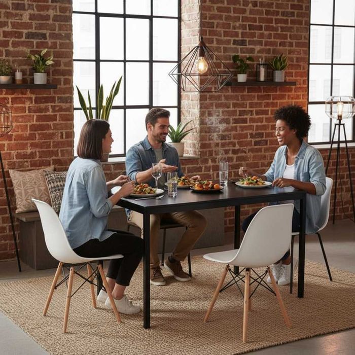 NOWY Czarny Stół Z Krzesłami Do Jadalni Kuchni Salonu Stolik i Krzesła