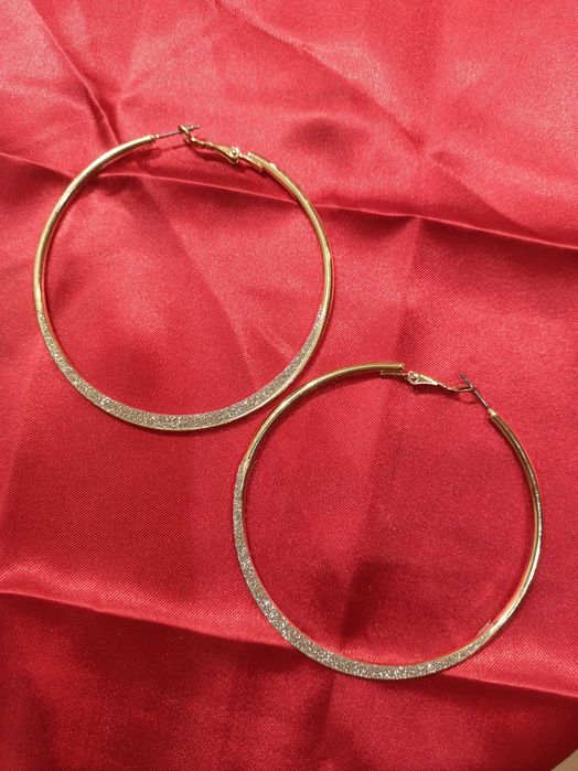 Золотисті сережки, кульчики на вуха, кольца, з срібним напиленням,