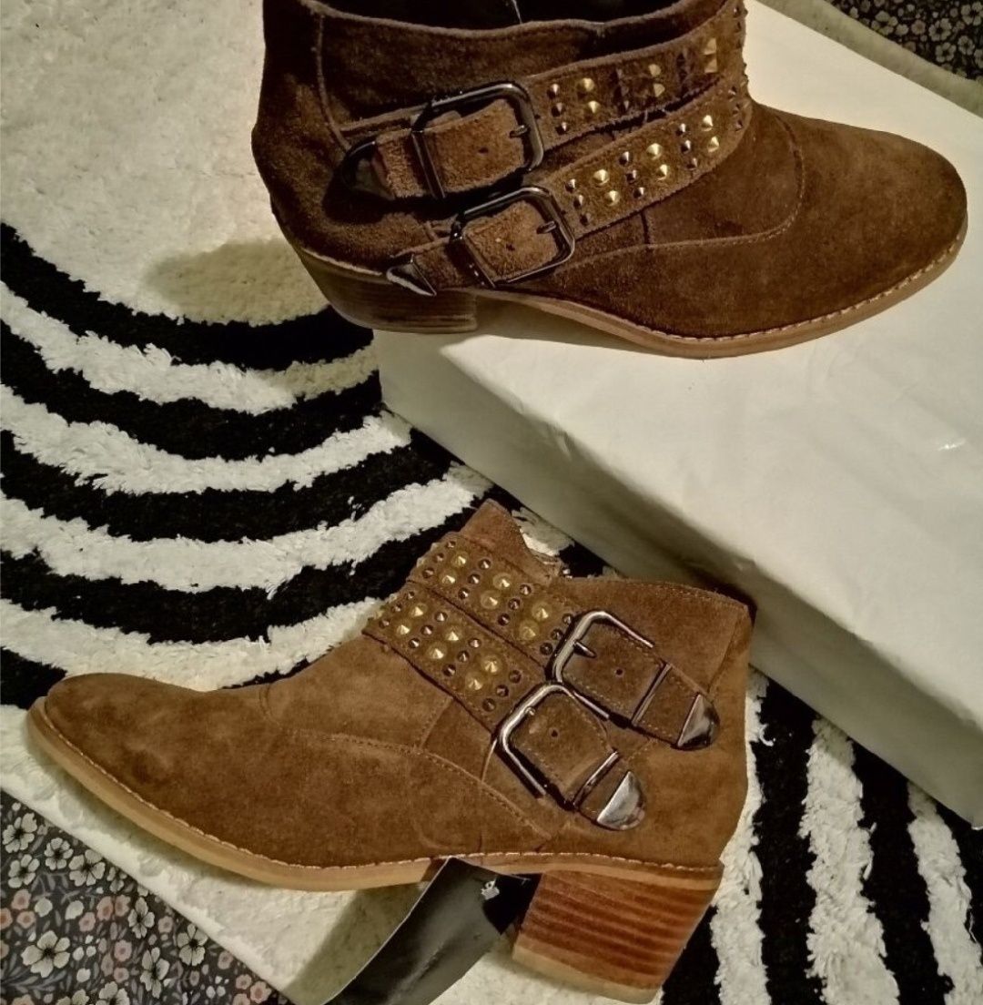 NOWE buty PULL&BEAR skóra naturalna! Na niskim obcasie Botki kozaki 36