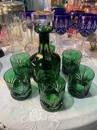 Comjunto whiskey cristal alemao double verde