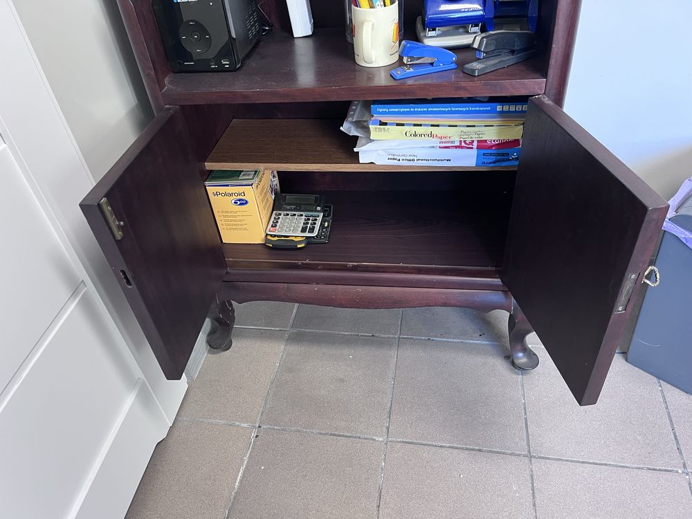 Sekretarzyk szafka regał biblioteczka drewniana brązowa retro lata 30