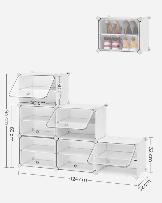 Modułowa szafka na buty organizer pudełka składane zestaw 6 SZT