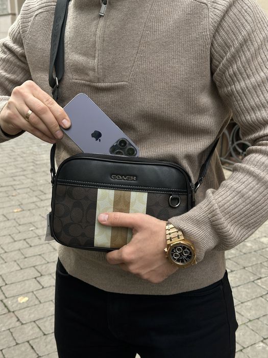 Чоловіча сумка Coach мужская сумка барсетка через плечо мессенджер