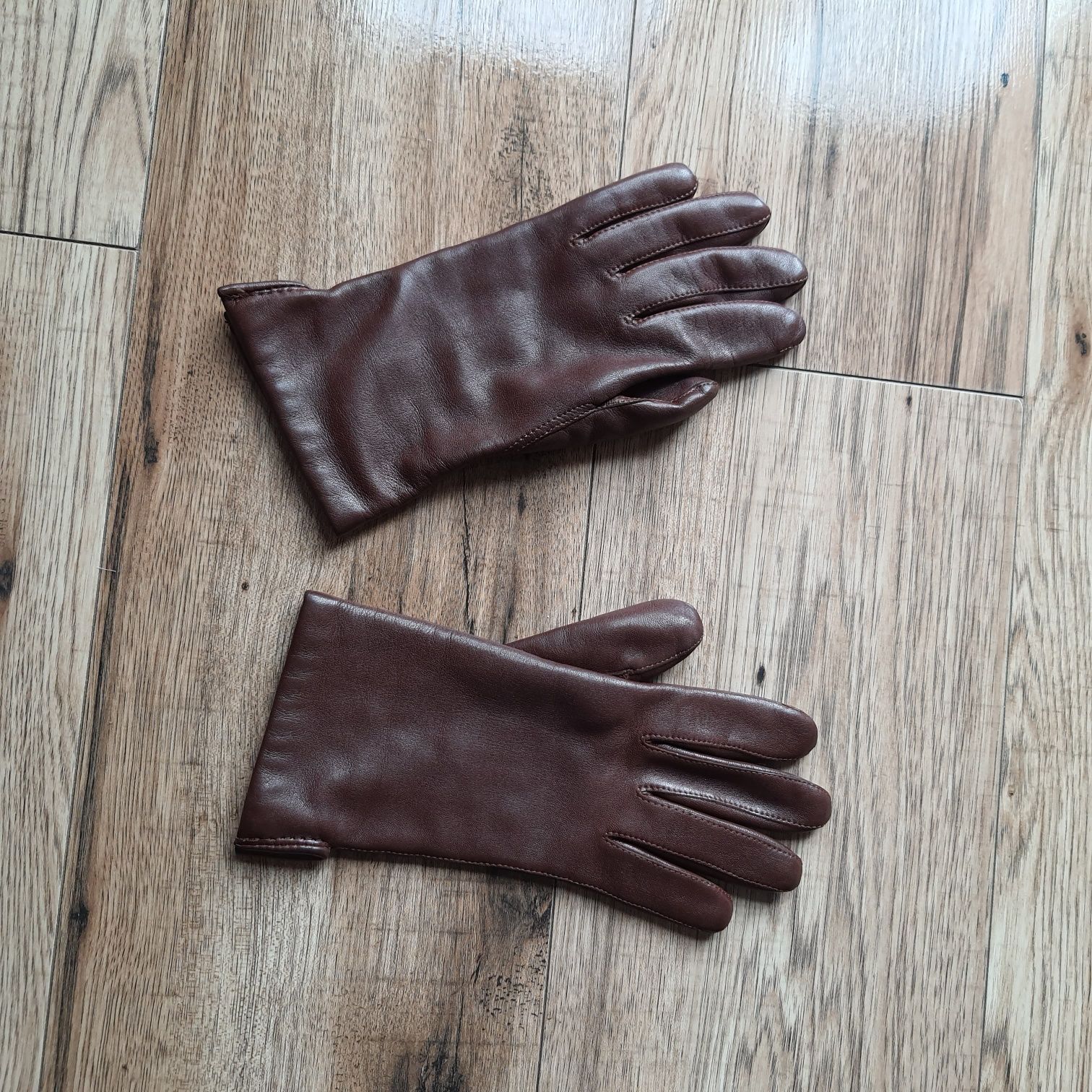 Rękawiczki damskie skórzane brązowe