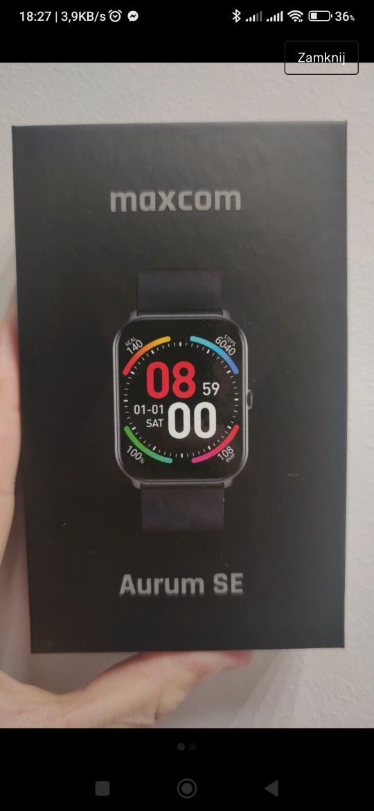 Smartwatch zegarek czarny Maxcom F36 Aurum