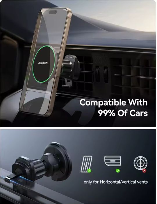 Bezprzewodowa Magnetyczna Ładowarka Samochodowa z Qi2 15W iPhone