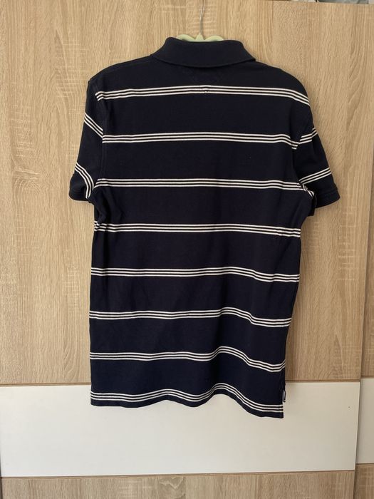 Koszulka Polo Tommy Hilfiger M granatowa paski logowana hit