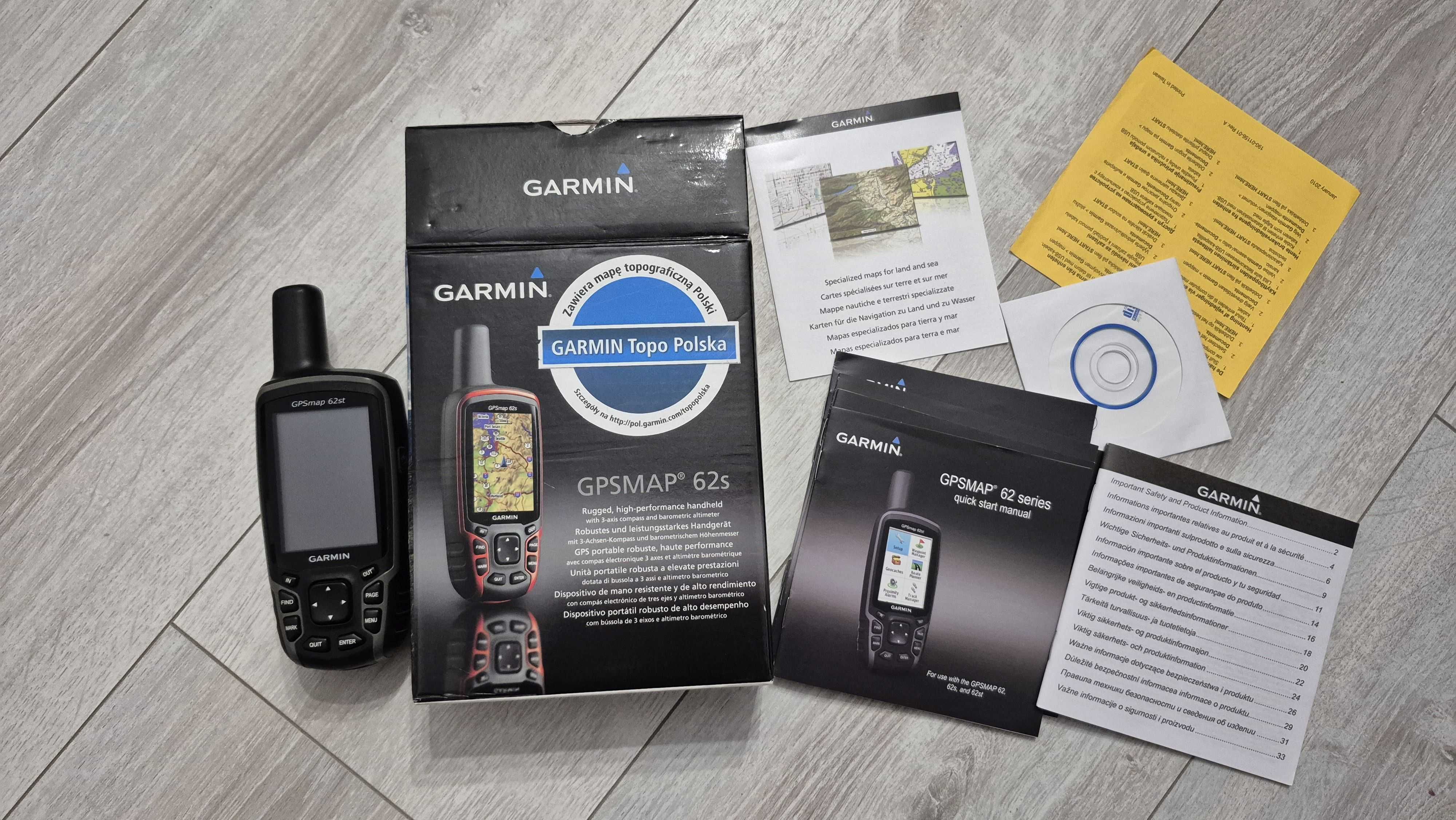 Garmin GPSMAP 62S - pełny zestaw z pudełkiem gratis smycz