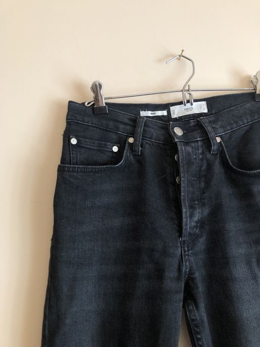 Calças de ganga pretas estilo straight Mango tam36