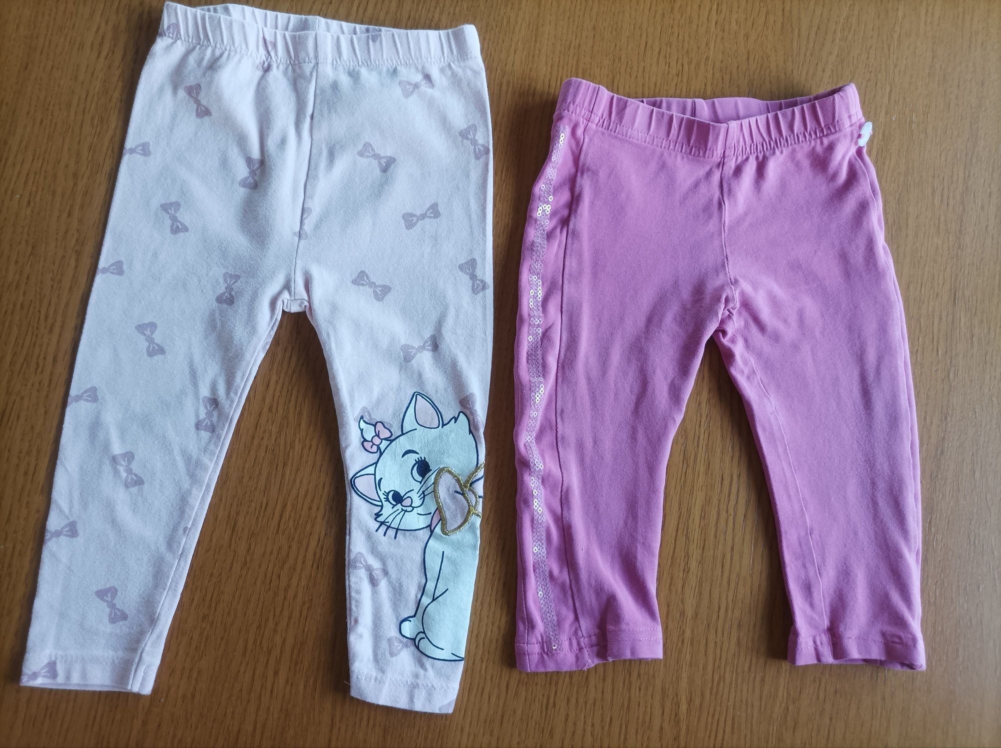 Dwie pary spodni 80 dla dziewczynki legginsy