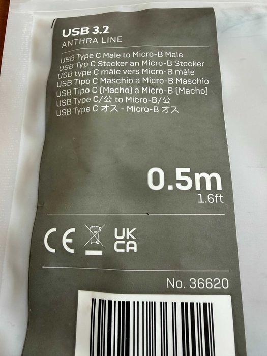 LINDY 36620 Cabo USB 3.2 tipo C para Micro-B de 0,5 m, 5 Gbps