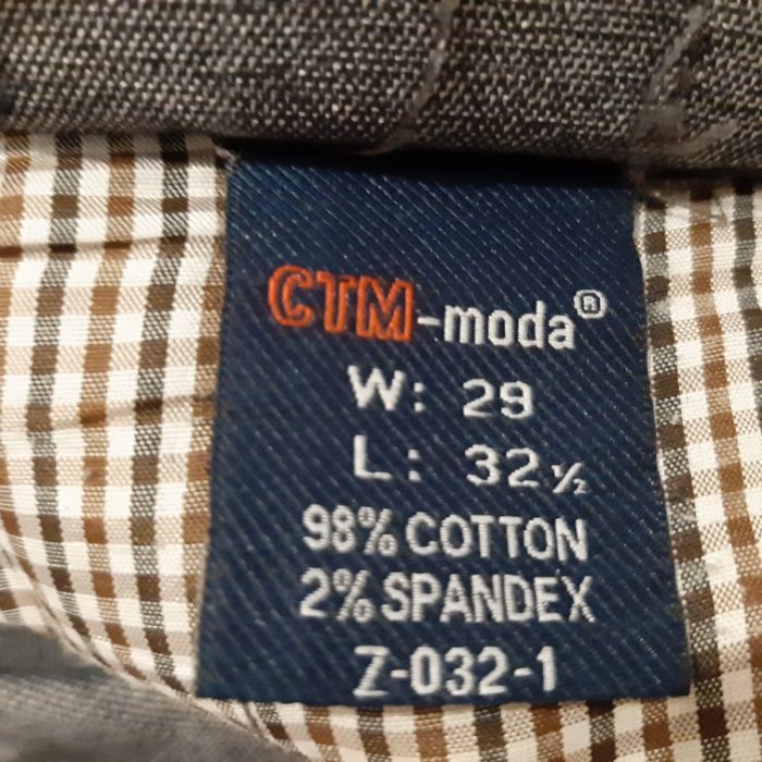Spodnie CTM-moda męskie mały rozmiar 29 szare