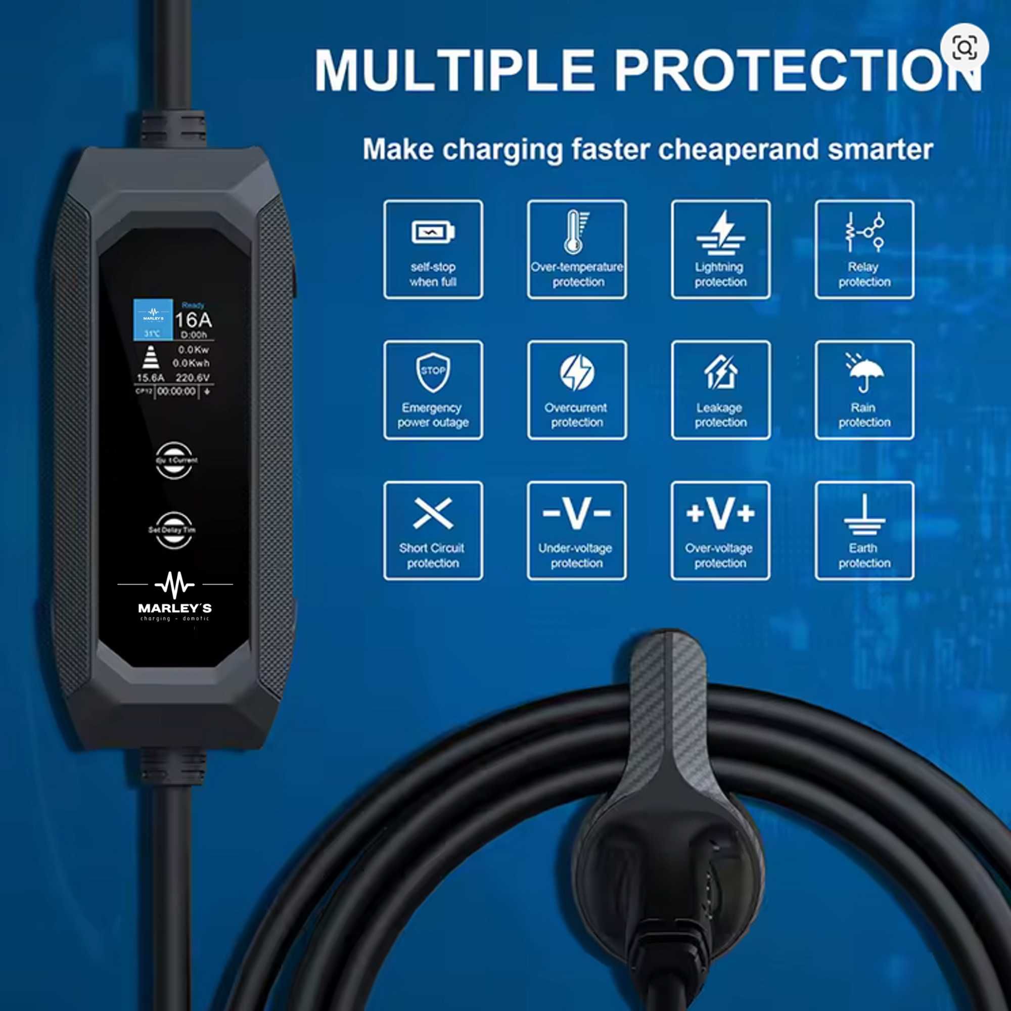 Carregador Portátil Doméstico 3.5 kw - 16A - 5 METROS CABO