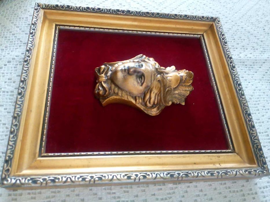 Obraz głowa Styl Versace w złoconej, drewnianej ramie 22x25 cm.