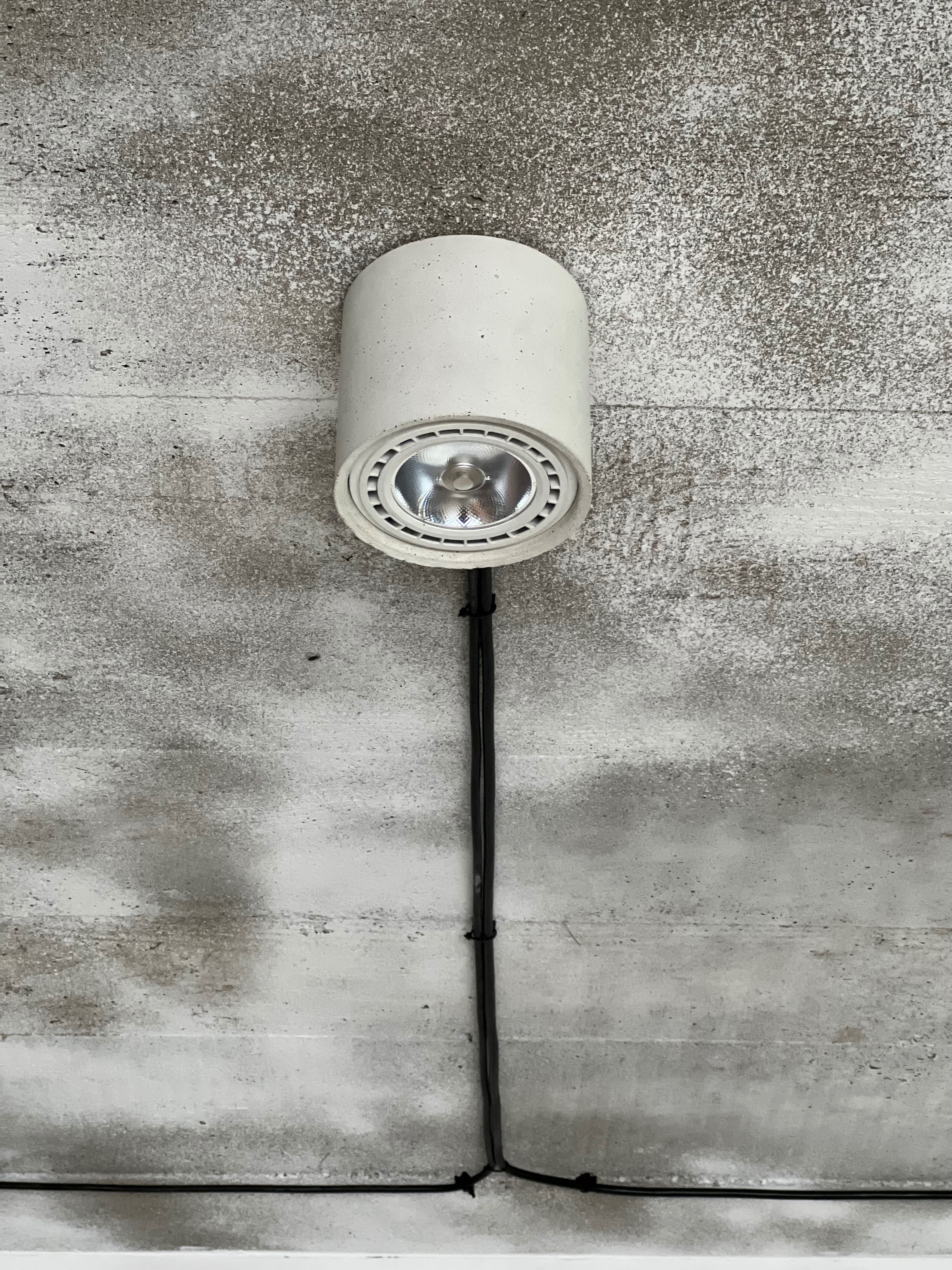 Lampa betonowa downlight gu10 es111 loft handmade biała