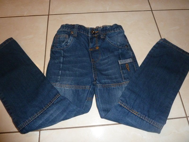 spodnie jeans jasne wstawki 116