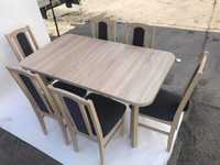 Nowe: Stół rozkładany + 6 krzeseł, SONOMA + GRAFIT , dostawa PL
