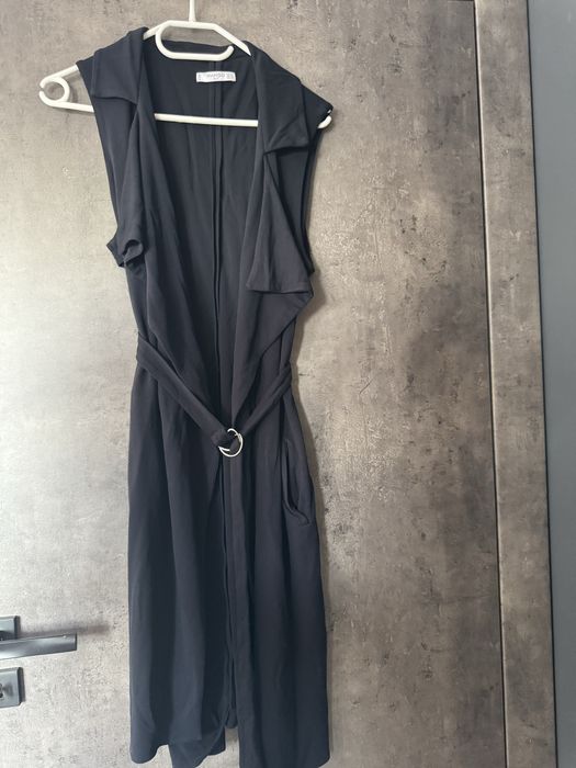 Granatowa kamizelka narzutka styl trencz Mango suit S 36