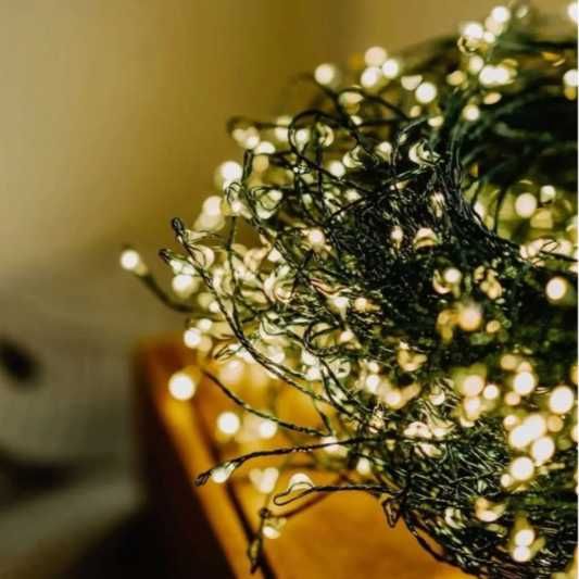 Гірлянда Мішура 50 м 1500 LED Теплий  Зел Дріт USB  або 220В 8 Режимів