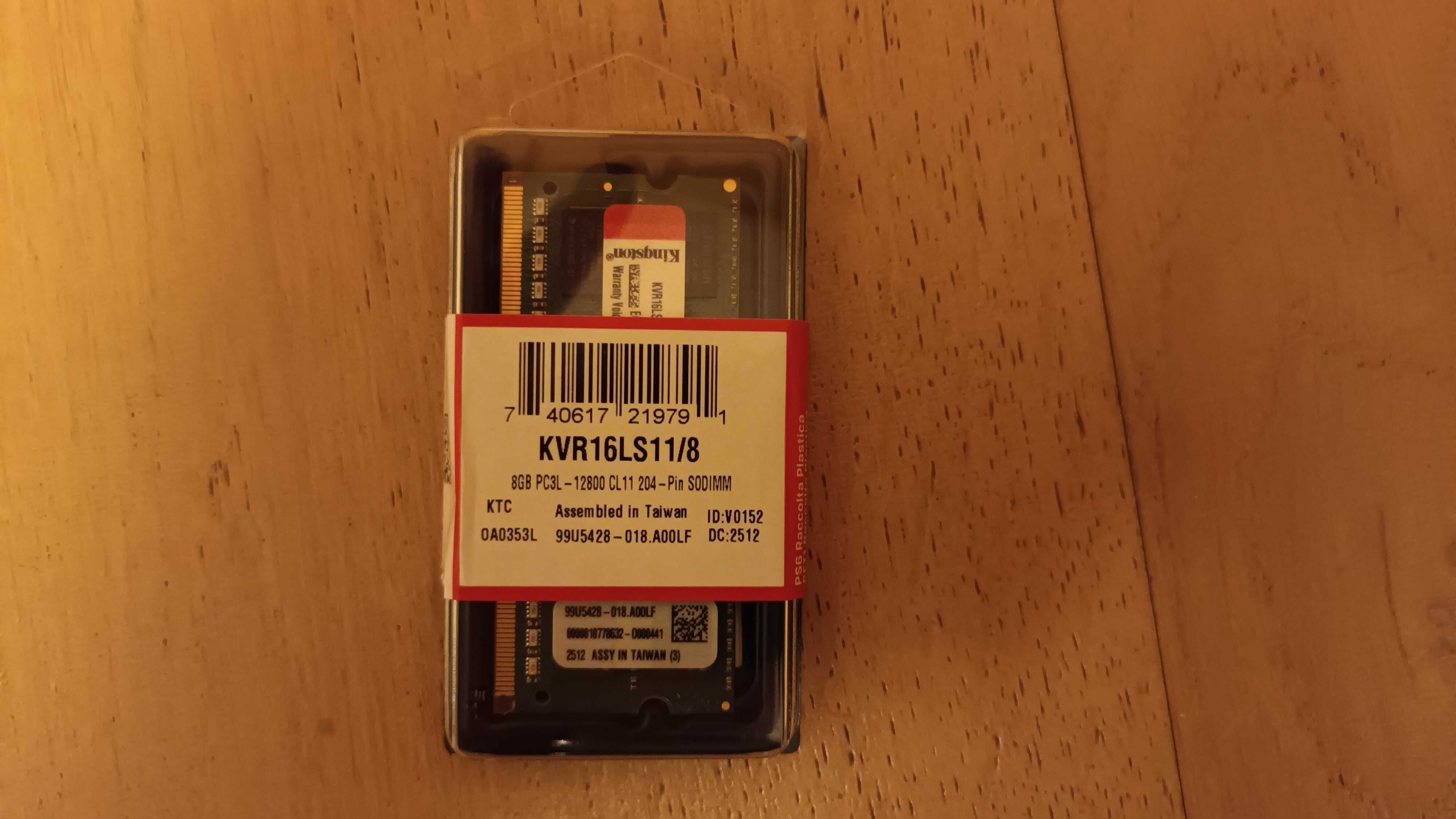 Memória RAM KVR16LS11/8 8GB 1600MHz DDR3L Non-ECC CL11 SODIMM 1.35V