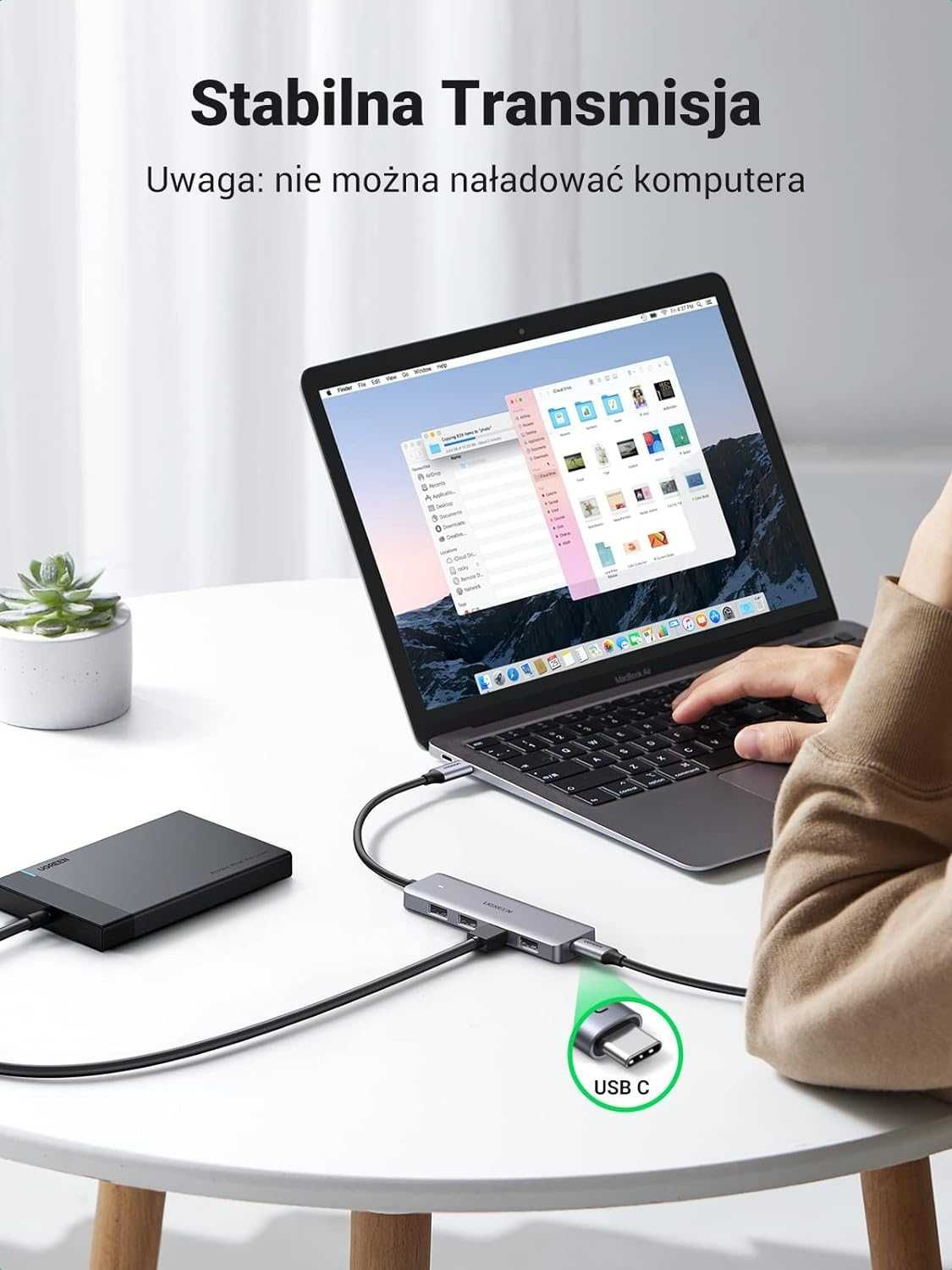 UGREEN Rozdzielacz USB C na USB 4 porty USB 3.0
