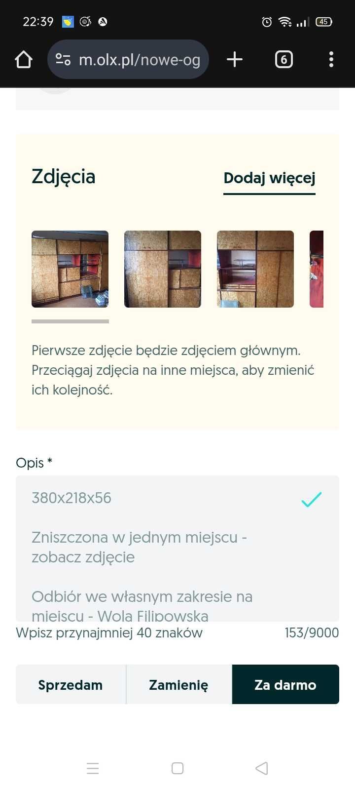 Meblościanka - oddam za darmo