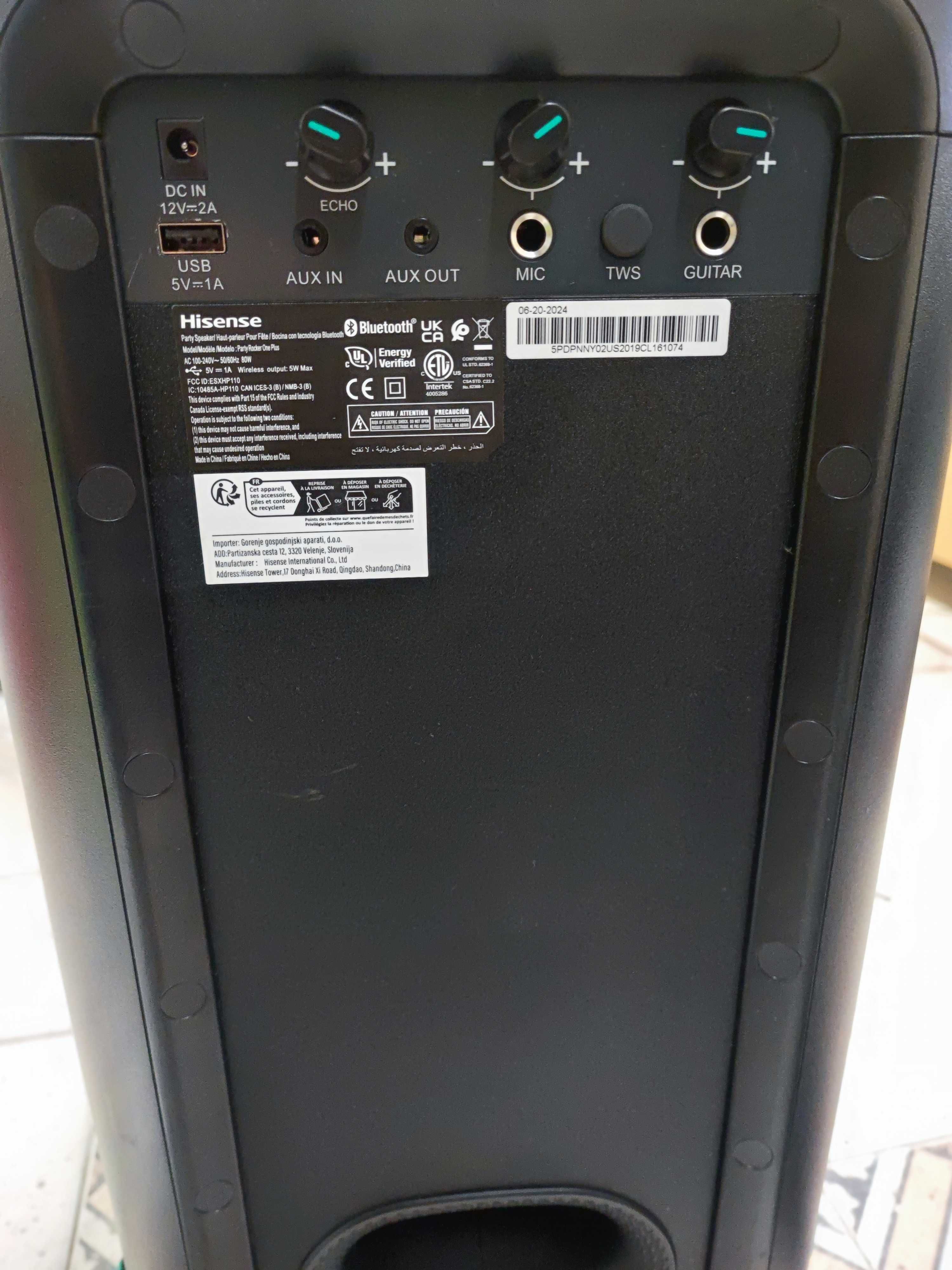 Głośnik Hisense Party Rocker One Plus 300W 2 mikrofony, GW