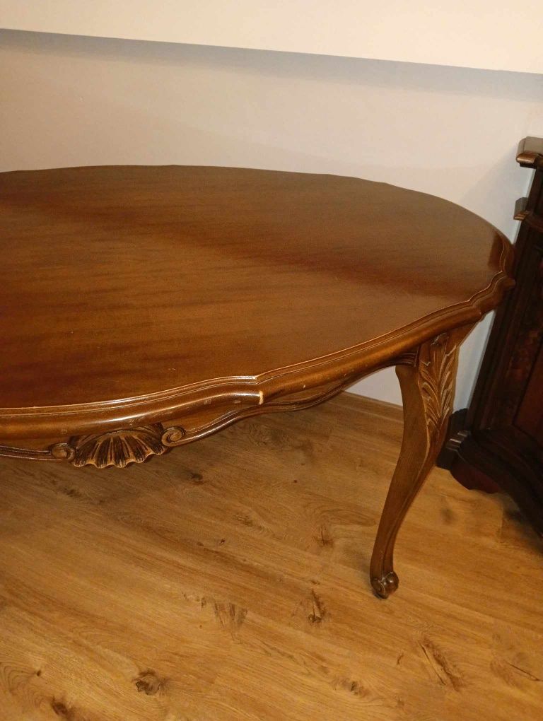 Stół stylizowany owalny lite drewno 160x100x75