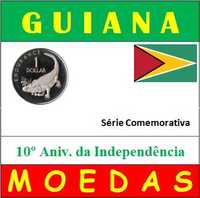 Moedas - - - Guiana - - - "10º Aniversário da Independência"