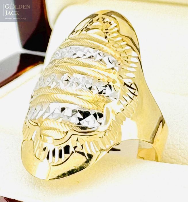 Złoty zdobiony pierścionek złoto pr. 585 waga 2,4 g rozmiar 19